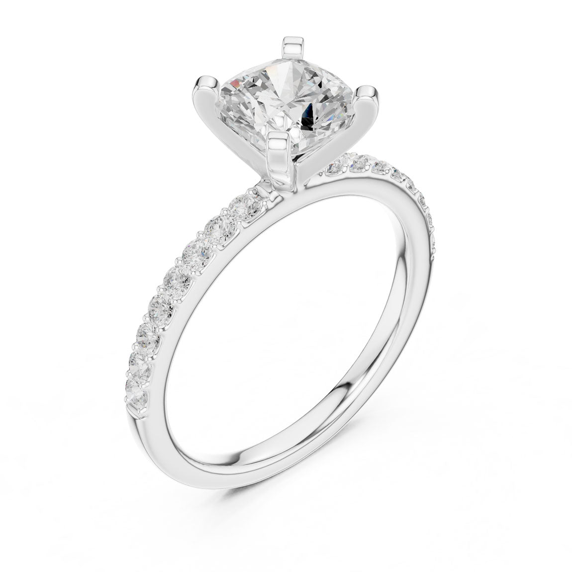 2.22 Ct. Cushion Cut Diamond Solitaire with Pavé Band (DDLR-040-CU) 6