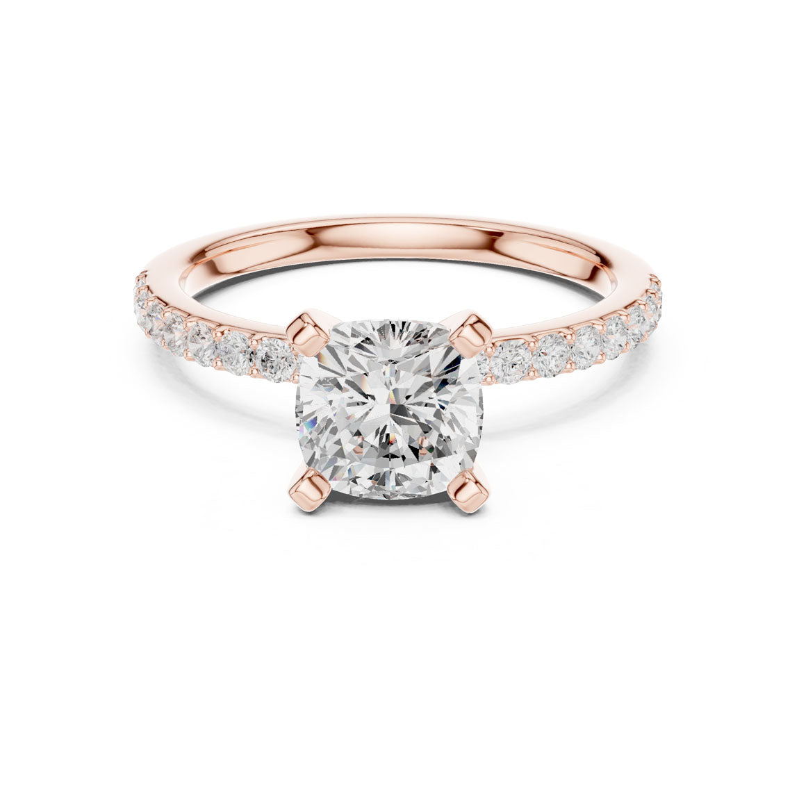 2.22 Ct. Cushion Cut Diamond Solitaire with Pavé Band (DDLR-040-CU) 7