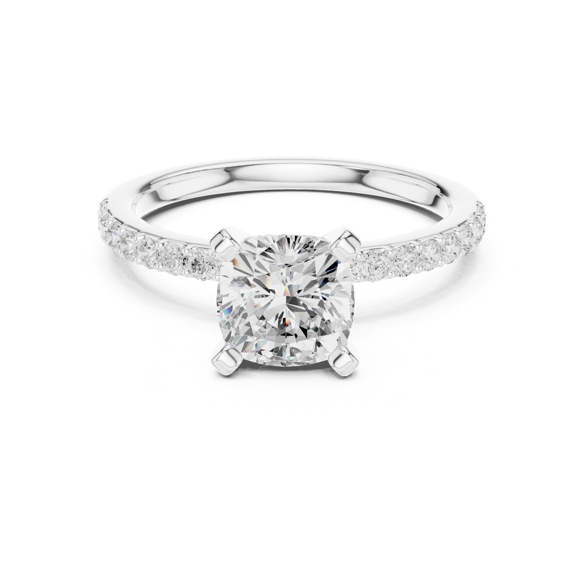 2.22 Ct. Cushion Cut Diamond Solitaire with Pavé Band (DDLR-040-CU) 5