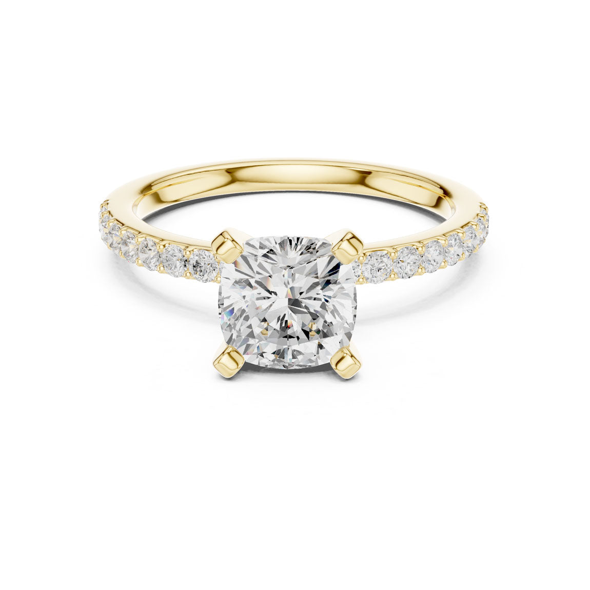 2.22 Ct. Cushion Cut Diamond Solitaire with Pavé Band (DDLR-040-CU)