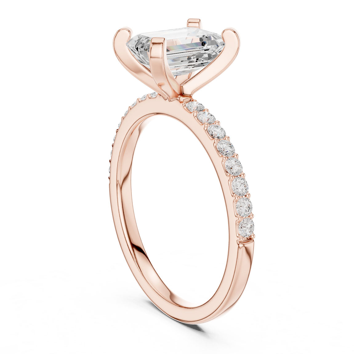 2.22 Ct. Emerald Cut Diamond Solitaire with Pavé Band (DDLR-040-EM) 10