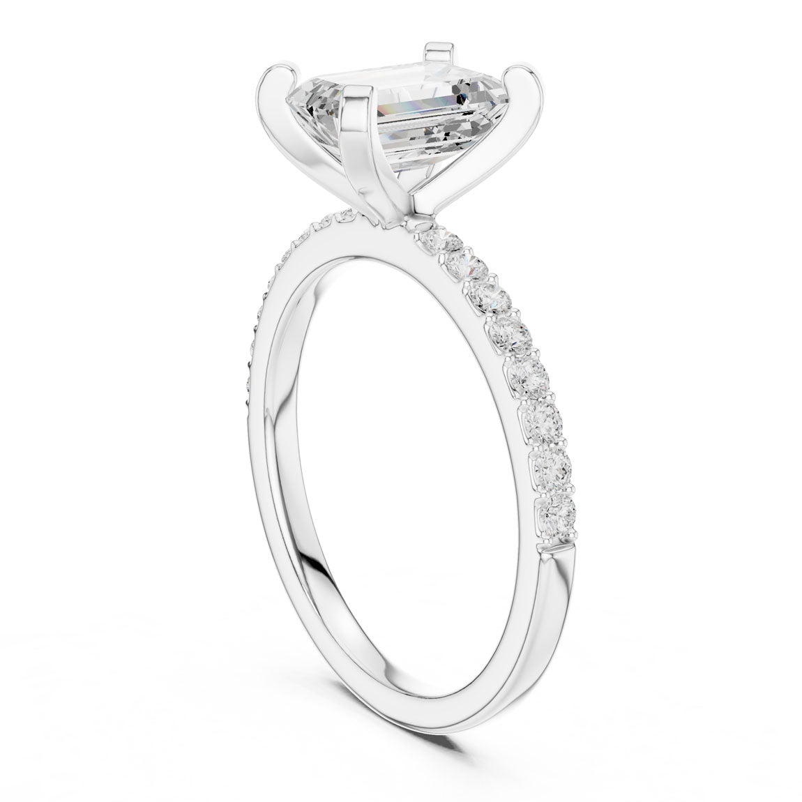2.22 Ct. Emerald Cut Diamond Solitaire with Pavé Band (DDLR-040-EM) 9