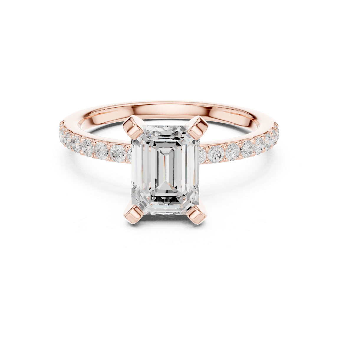 2.22 Ct. Emerald Cut Diamond Solitaire with Pavé Band (DDLR-040-EM) 7