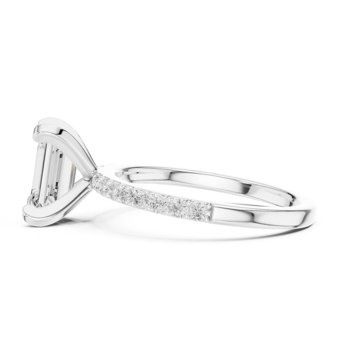 2.22 Ct. Emerald Cut Diamond Solitaire with Pavé Band (DDLR-040-EM) 11