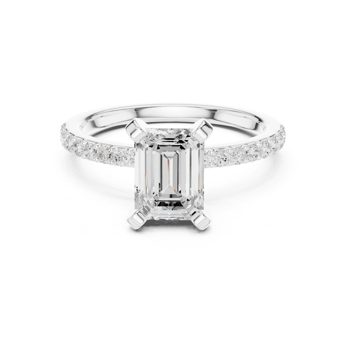 2.22 Ct. Emerald Cut Diamond Solitaire with Pavé Band (DDLR-040-EM) 5