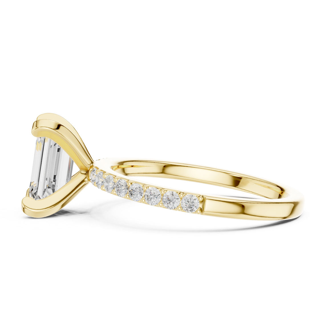 2.22 Ct. Emerald Cut Diamond Solitaire with Pavé Band (DDLR-040-EM) 4
