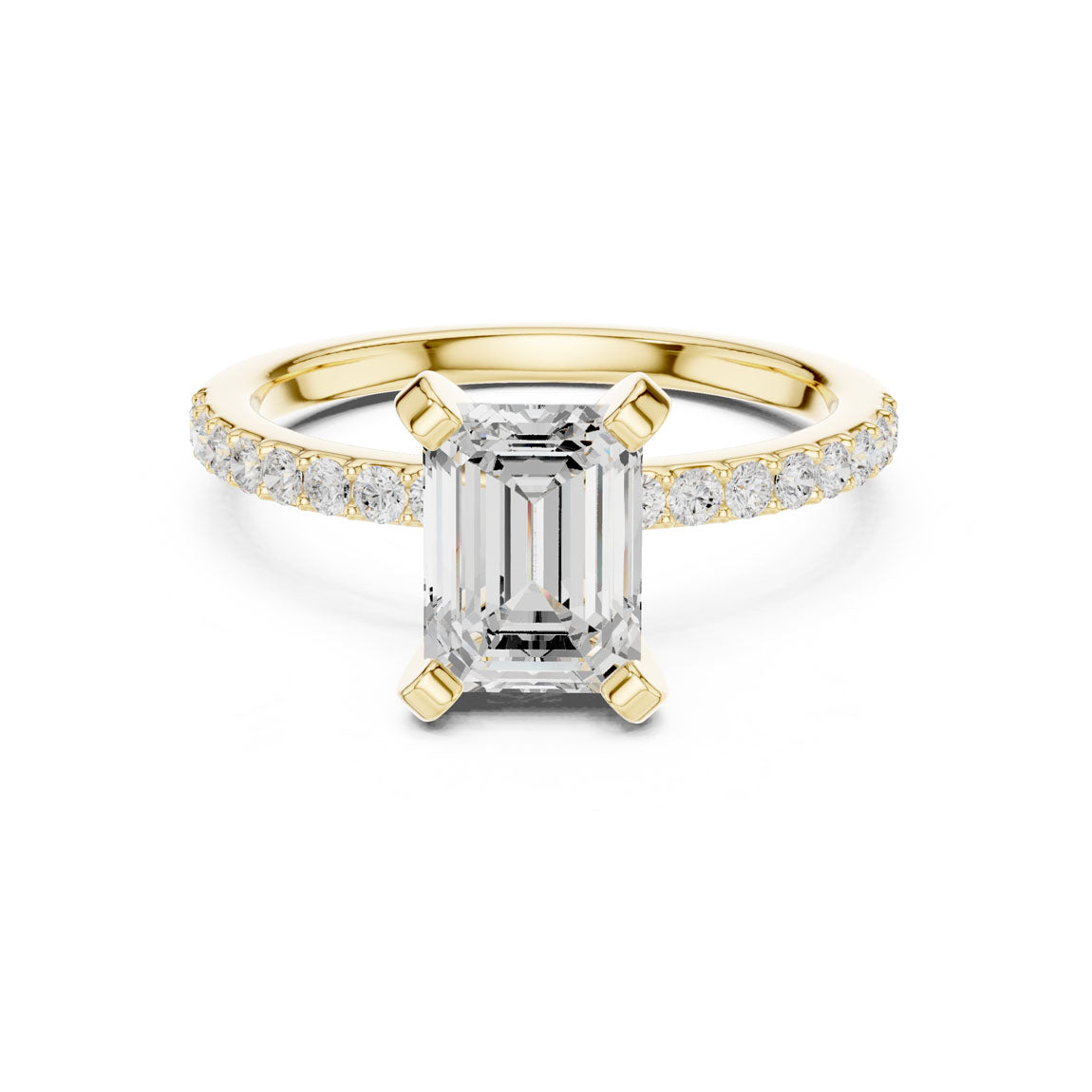 2.22 Ct. Emerald Cut Diamond Solitaire with Pavé Band (DDLR-040-EM)