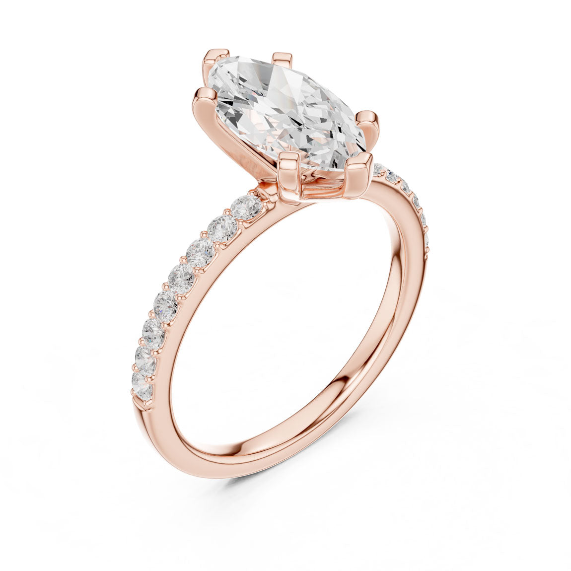 2.22 Ct. Marquise Cut Diamond Solitaire Ring with Pavé Band (DDLR-040-MQ) 8