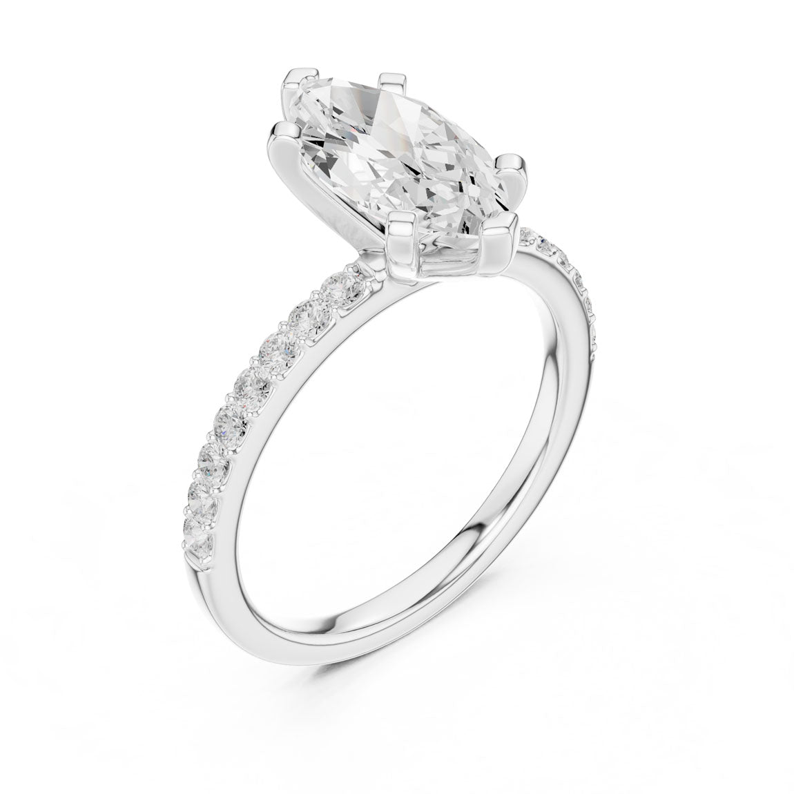2.22 Ct. Marquise Cut Diamond Solitaire Ring with Pavé Band (DDLR-040-MQ) 6