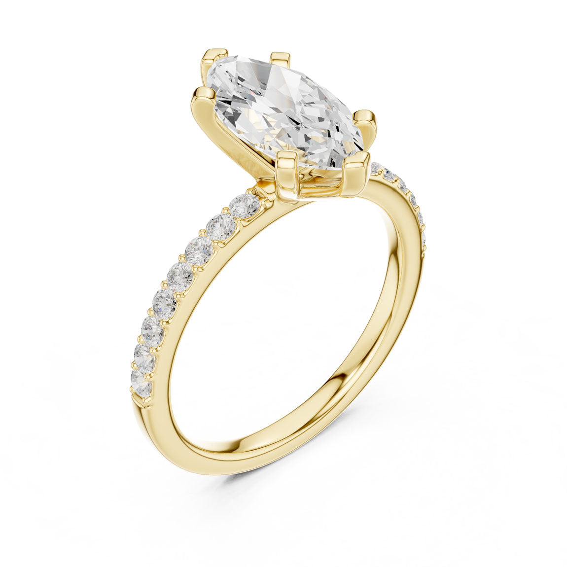 2.22 Ct. Marquise Cut Diamond Solitaire Ring with Pavé Band (DDLR-040-MQ)