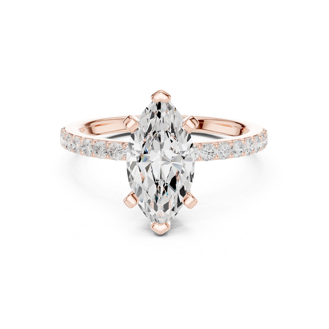 2.22 Ct. Marquise Cut Diamond Solitaire Ring with Pavé Band (DDLR-040-MQ) 7