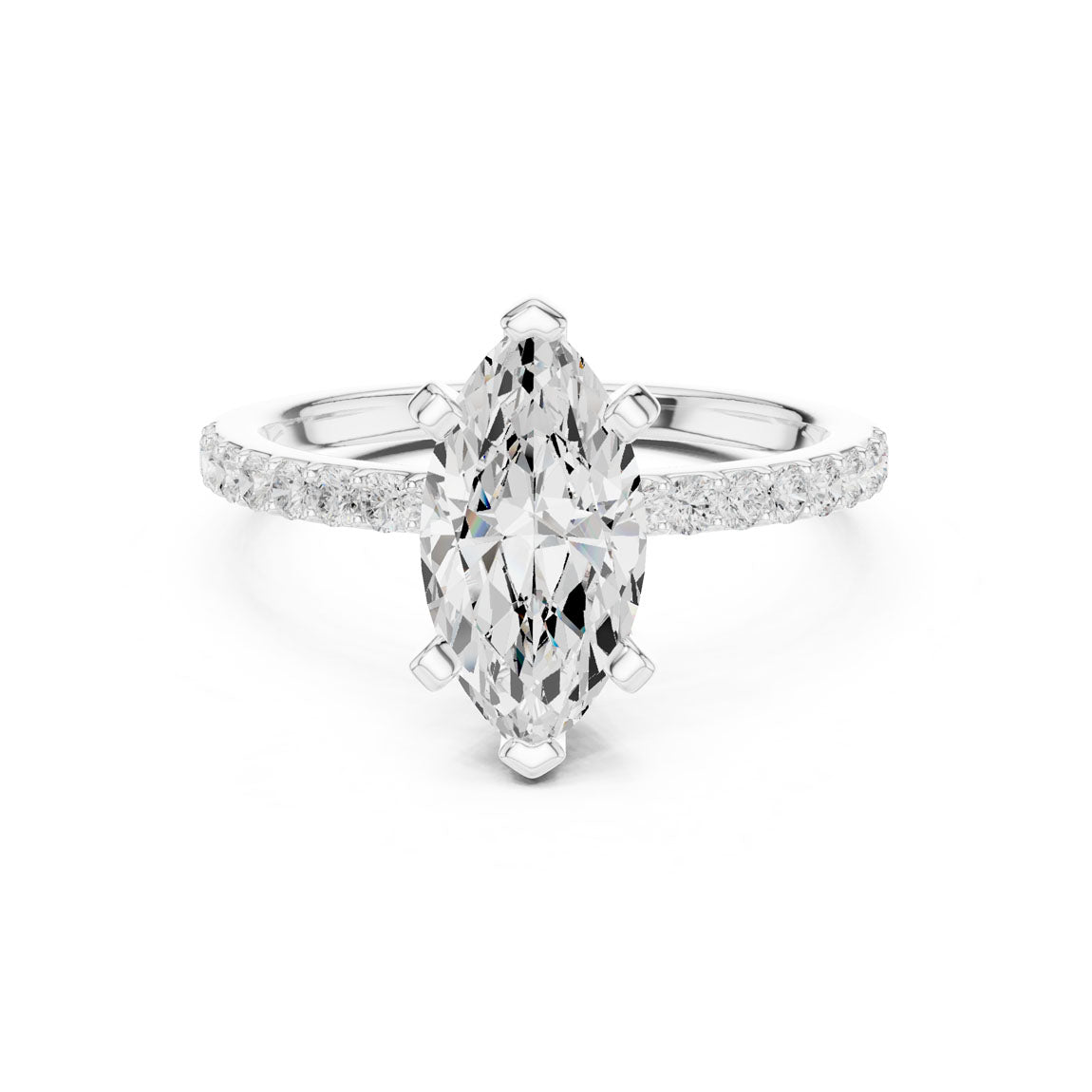 2.22 Ct. Marquise Cut Diamond Solitaire Ring with Pavé Band (DDLR-040-MQ) 5