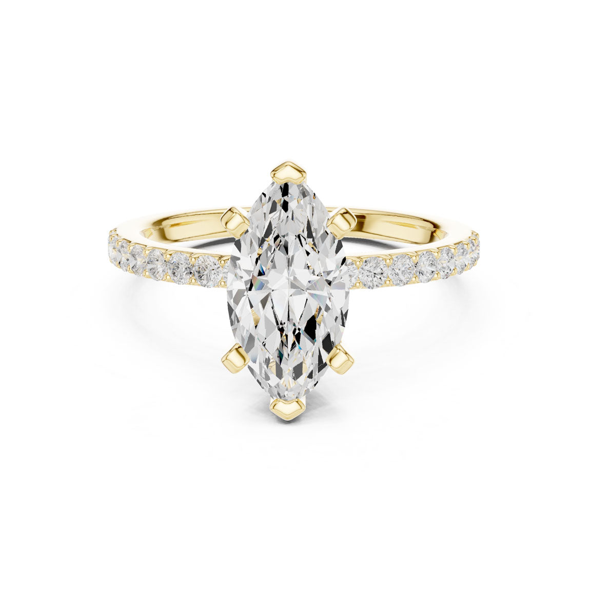 2.22 Ct. Marquise Cut Diamond Solitaire Ring with Pavé Band (DDLR-040-MQ)