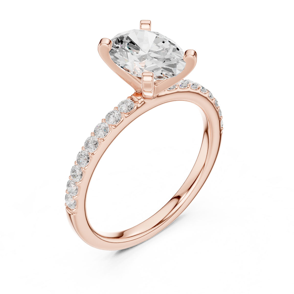 2.22 Ct. Oval Cut Diamond Solitaire with Pavé Band (DDLR-040-OV) 8
