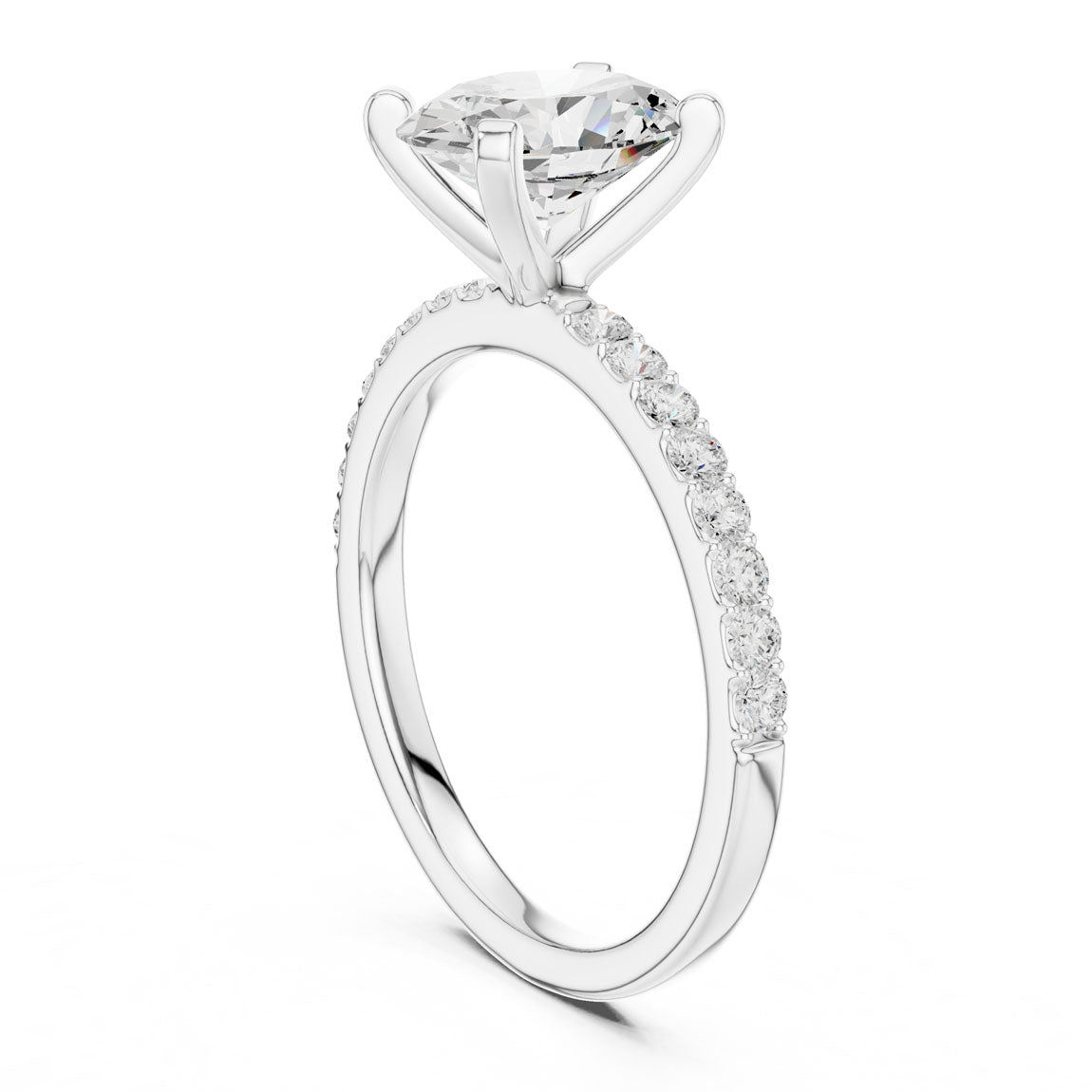 2.22 Ct. Oval Cut Diamond Solitaire with Pavé Band (DDLR-040-OV) 9