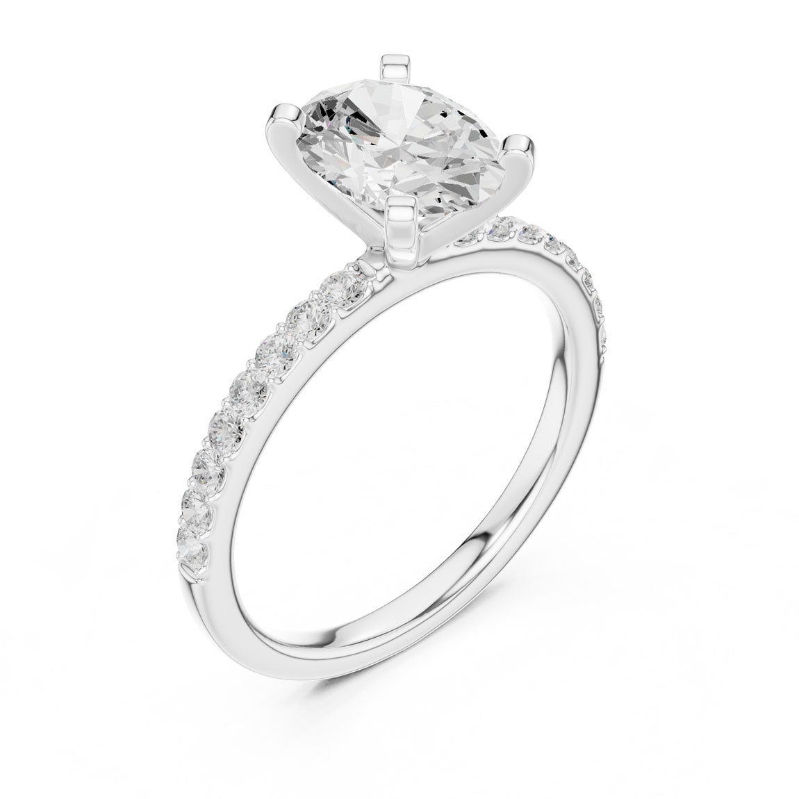 2.22 Ct. Oval Cut Diamond Solitaire with Pavé Band (DDLR-040-OV) 6