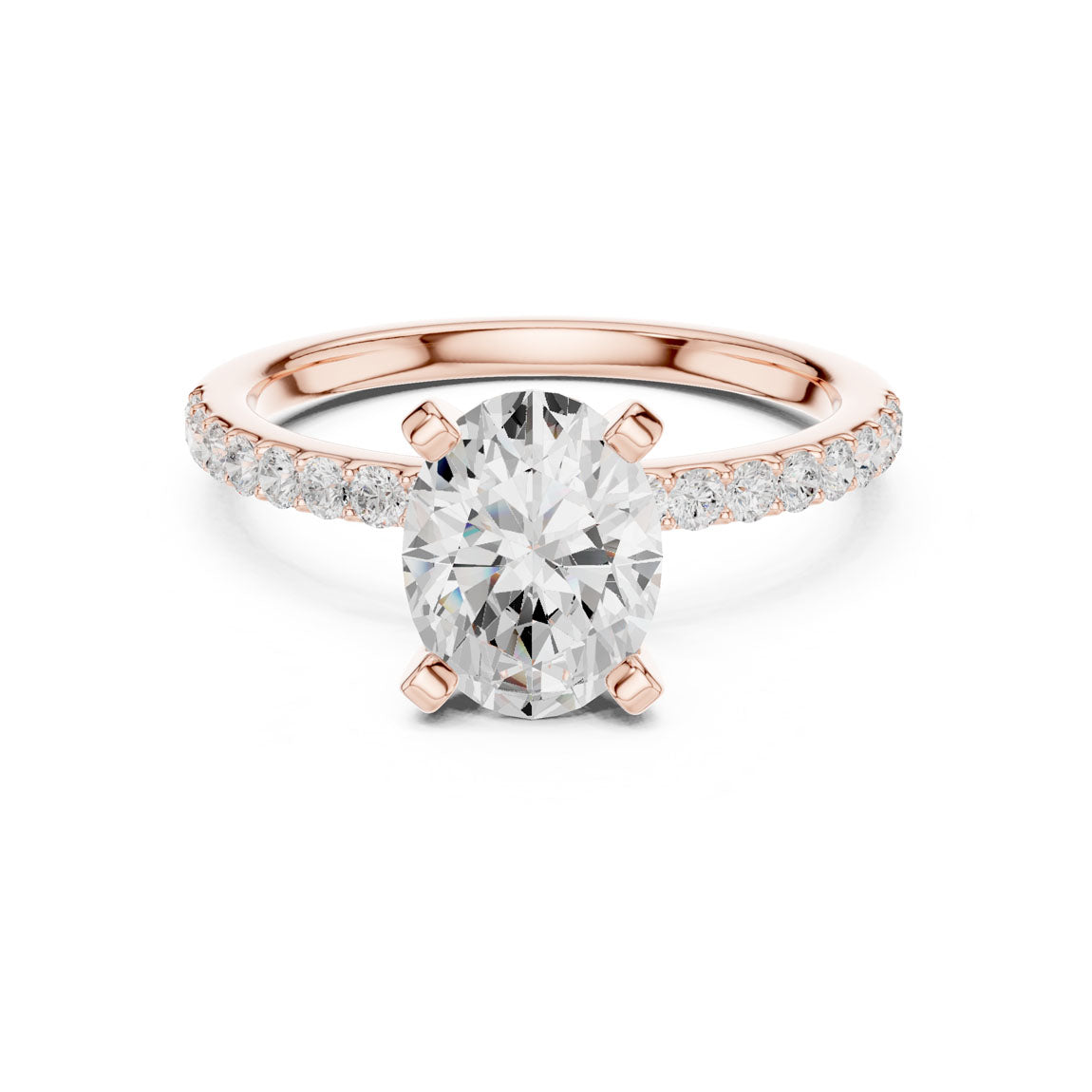 2.22 Ct. Oval Cut Diamond Solitaire with Pavé Band (DDLR-040-OV) 7