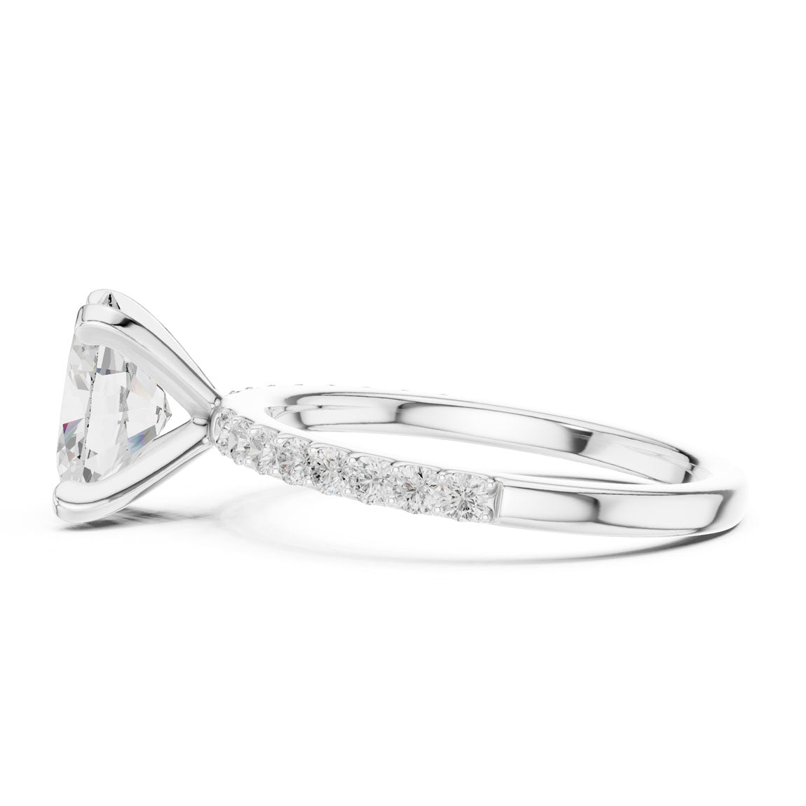 2.22 Ct. Oval Cut Diamond Solitaire with Pavé Band (DDLR-040-OV) 11