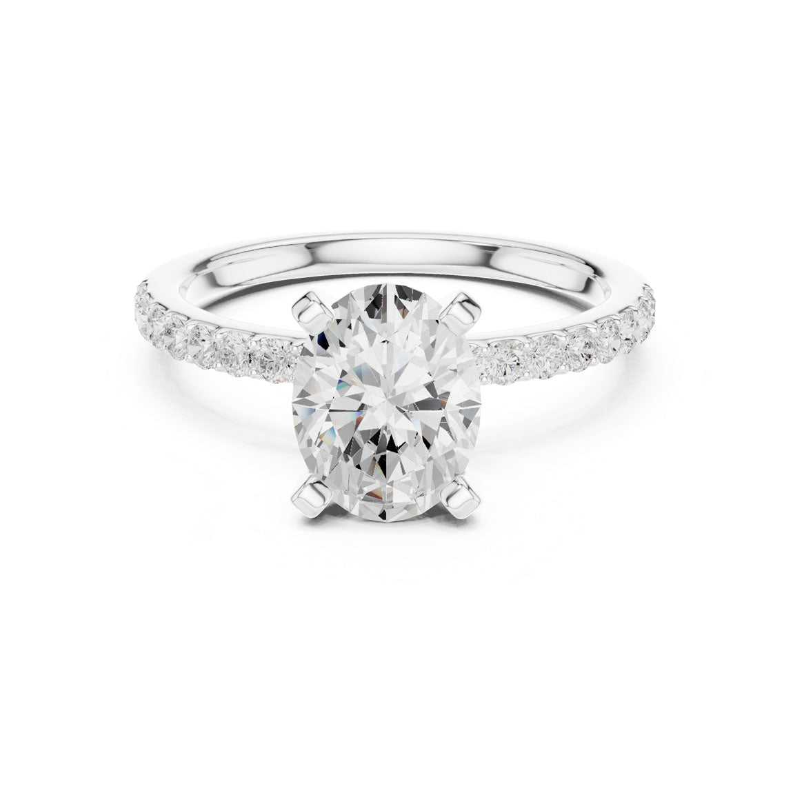 2.22 Ct. Oval Cut Diamond Solitaire with Pavé Band (DDLR-040-OV) 5