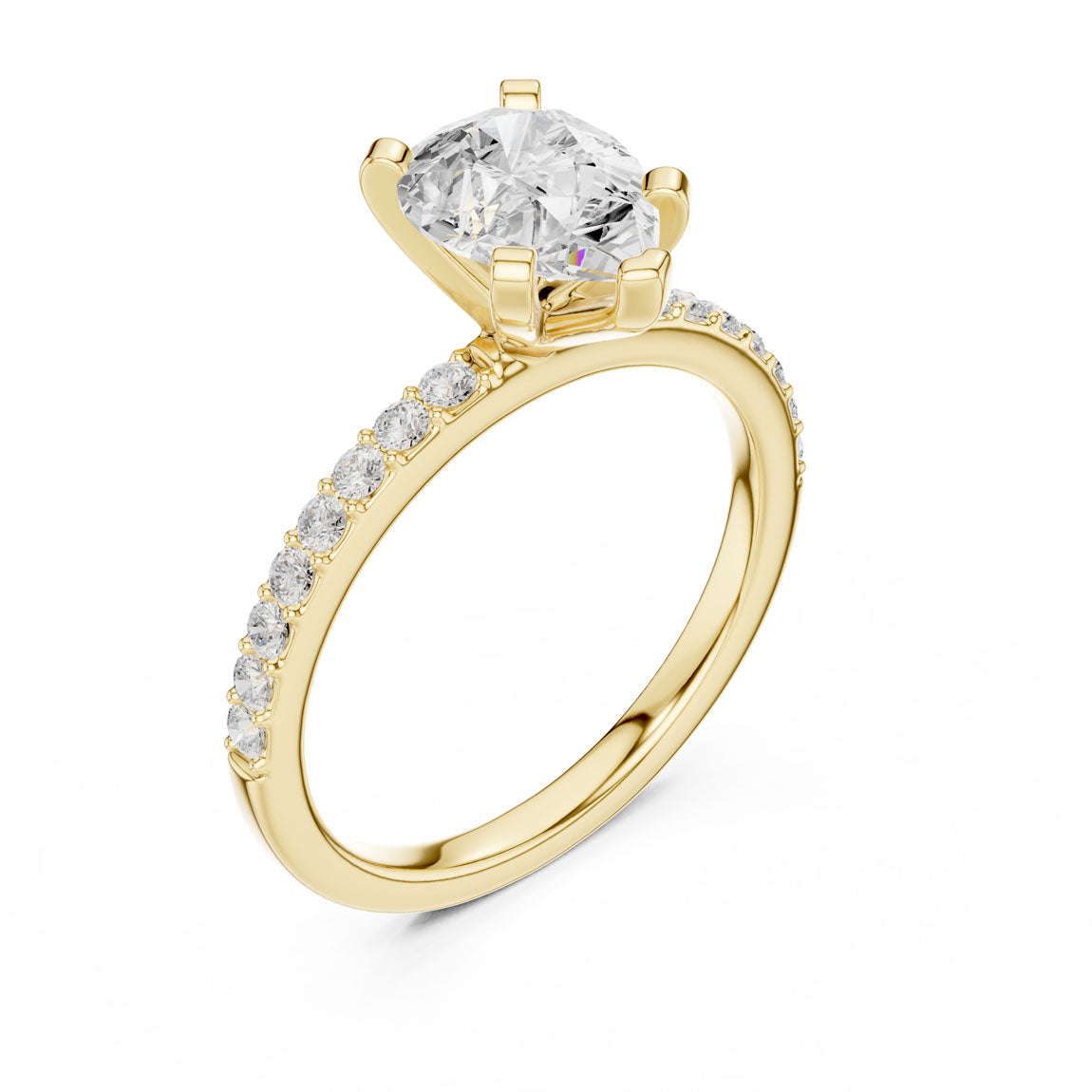 2.22 Ct. Pear Cut Diamond Solitaire with Pavé Band (DDLR-040-PE)