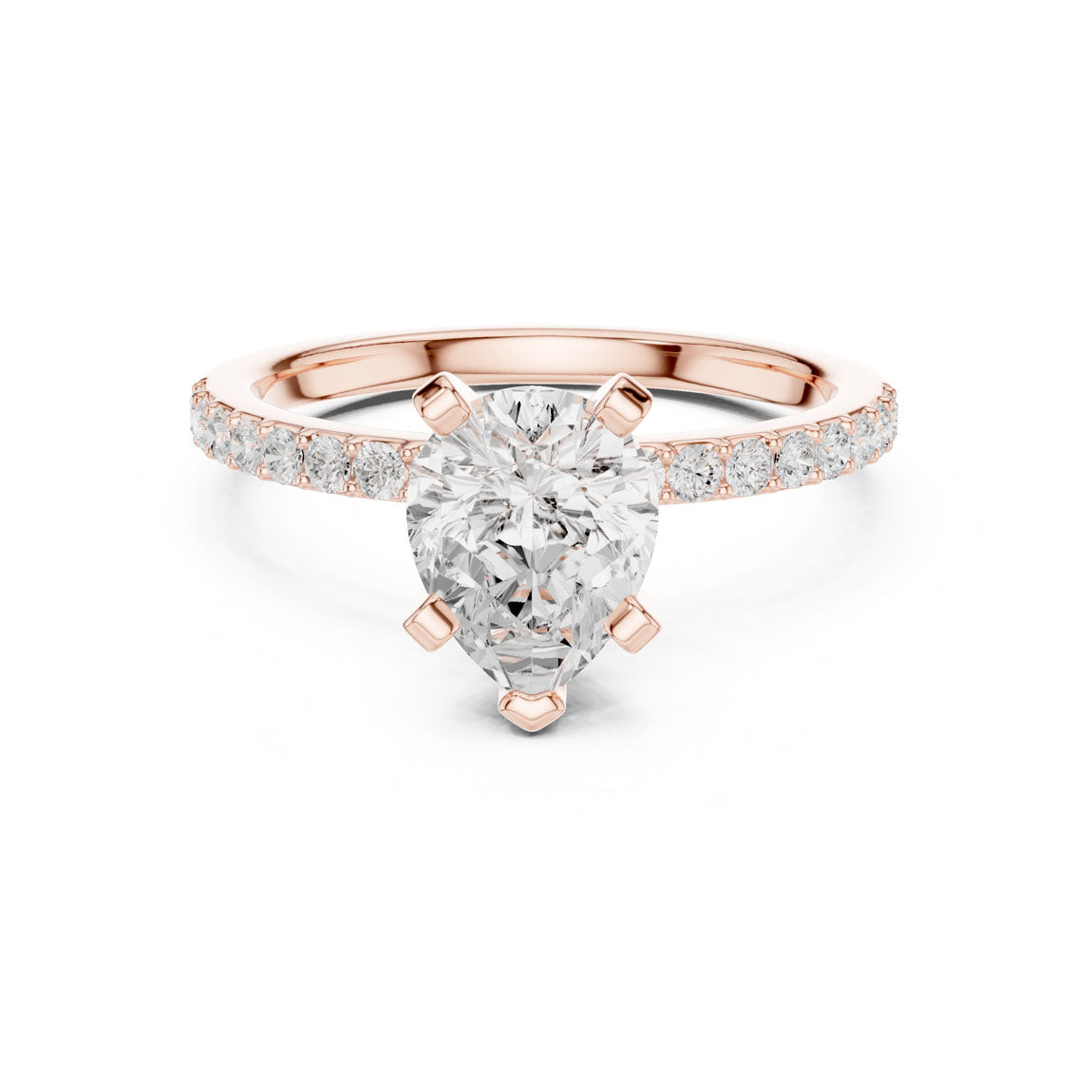 2.22 Ct. Pear Cut Diamond Solitaire with Pavé Band (DDLR-040-PE) 5