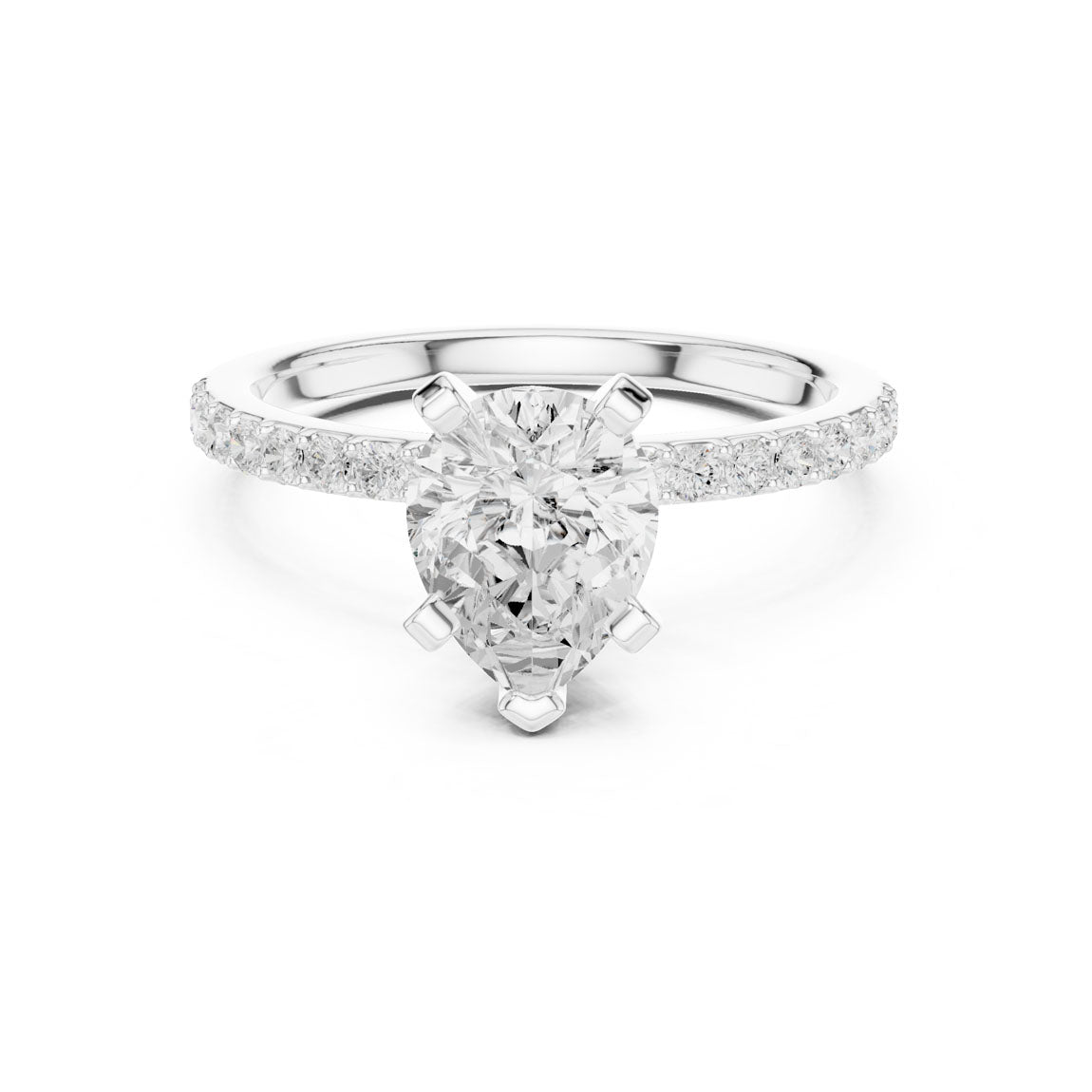 2.22 Ct. Pear Cut Diamond Solitaire with Pavé Band (DDLR-040-PE) 7