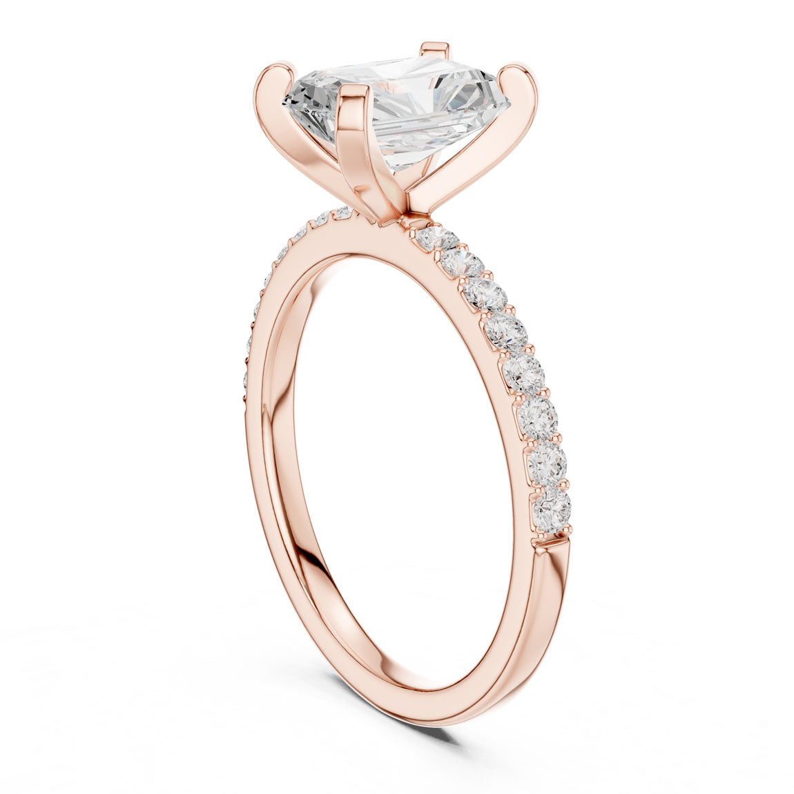 2.22 Ct. Radiant Cut Diamond Solitaire with Pavé Band (DDLR-040-RA) 10