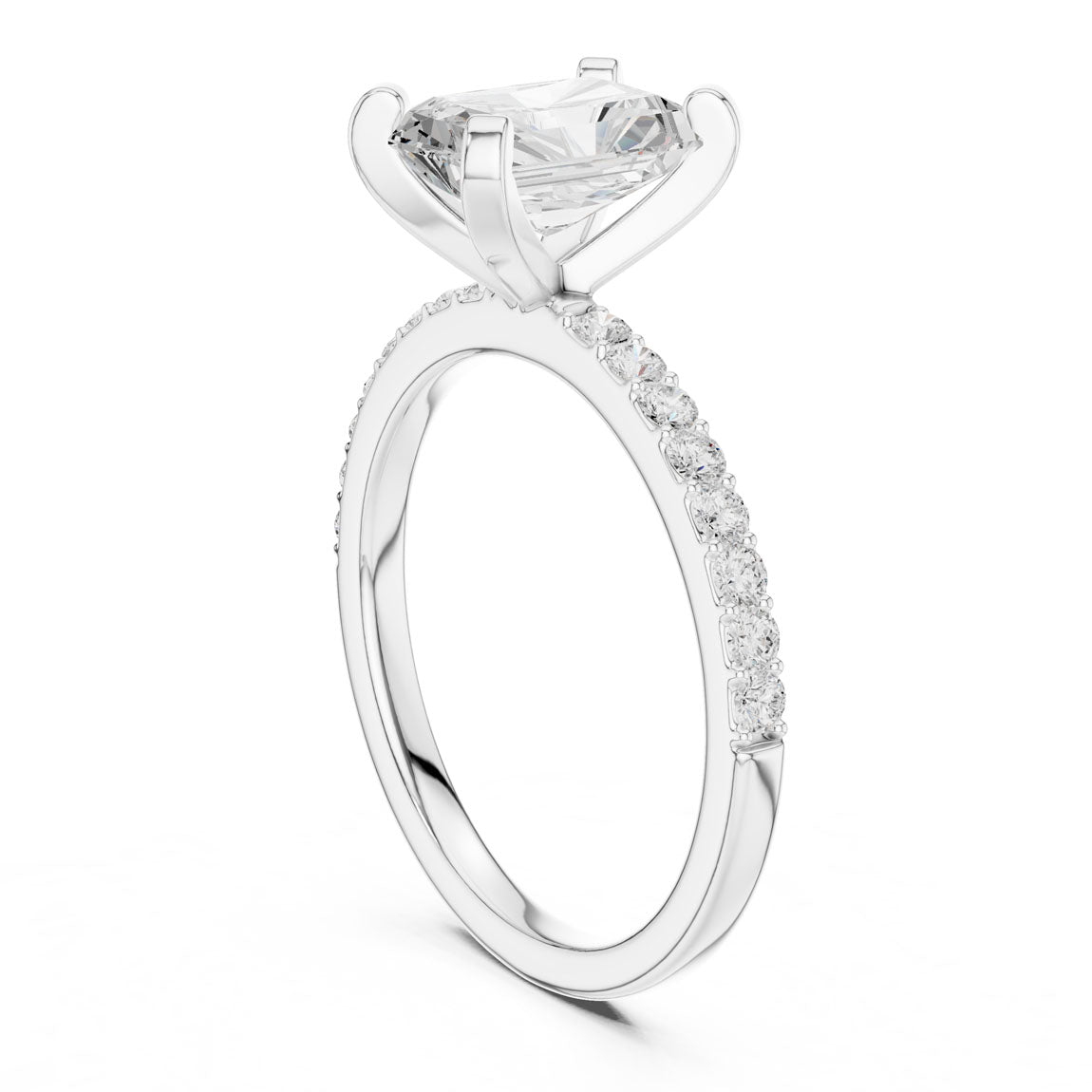 2.22 Ct. Radiant Cut Diamond Solitaire with Pavé Band (DDLR-040-RA) 11