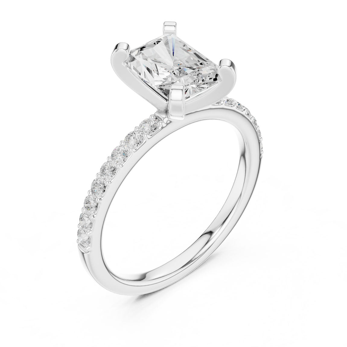 2.22 Ct. Radiant Cut Diamond Solitaire with Pavé Band (DDLR-040-RA) 6
