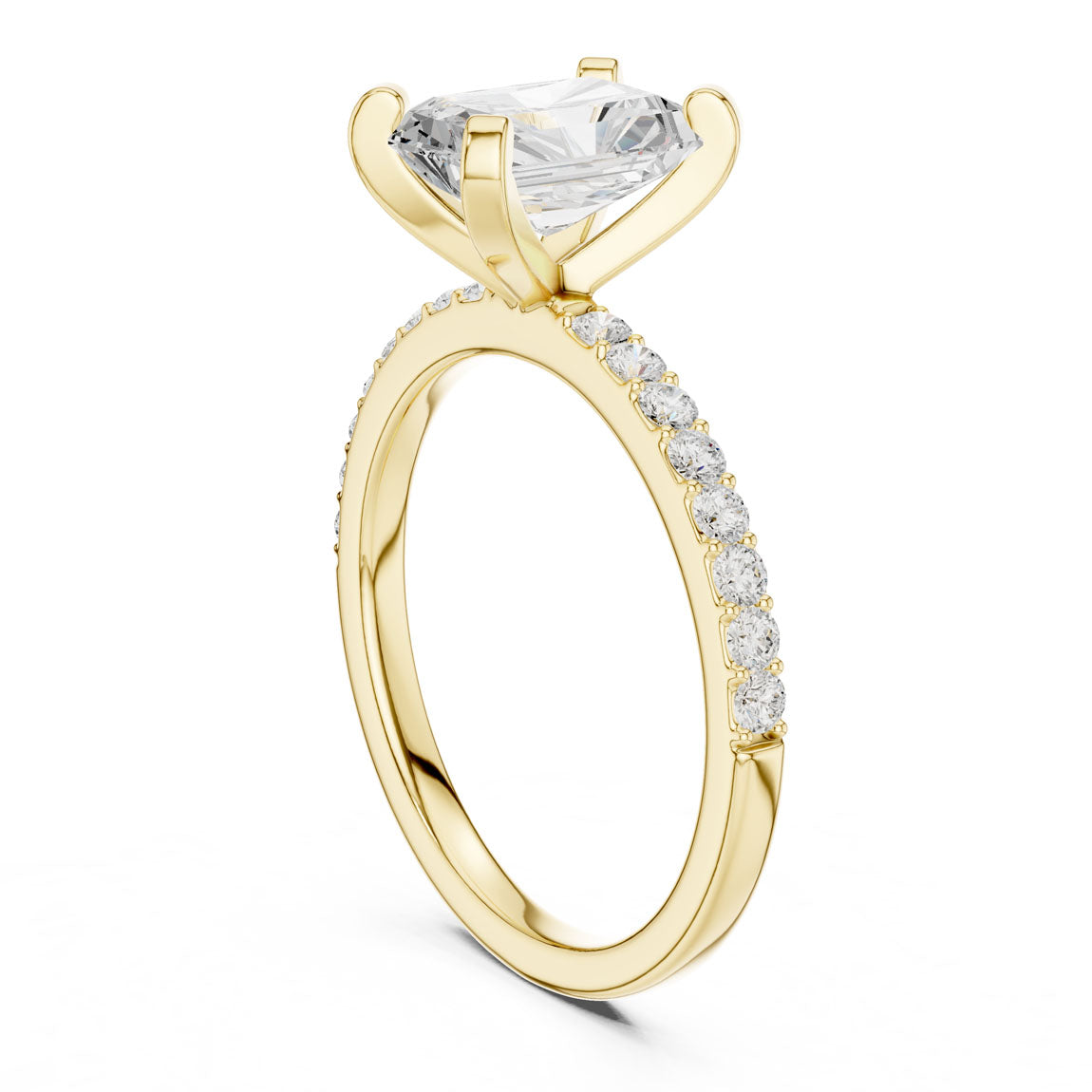2.22 Ct. Radiant Cut Diamond Solitaire with Pavé Band (DDLR-040-RA) 3