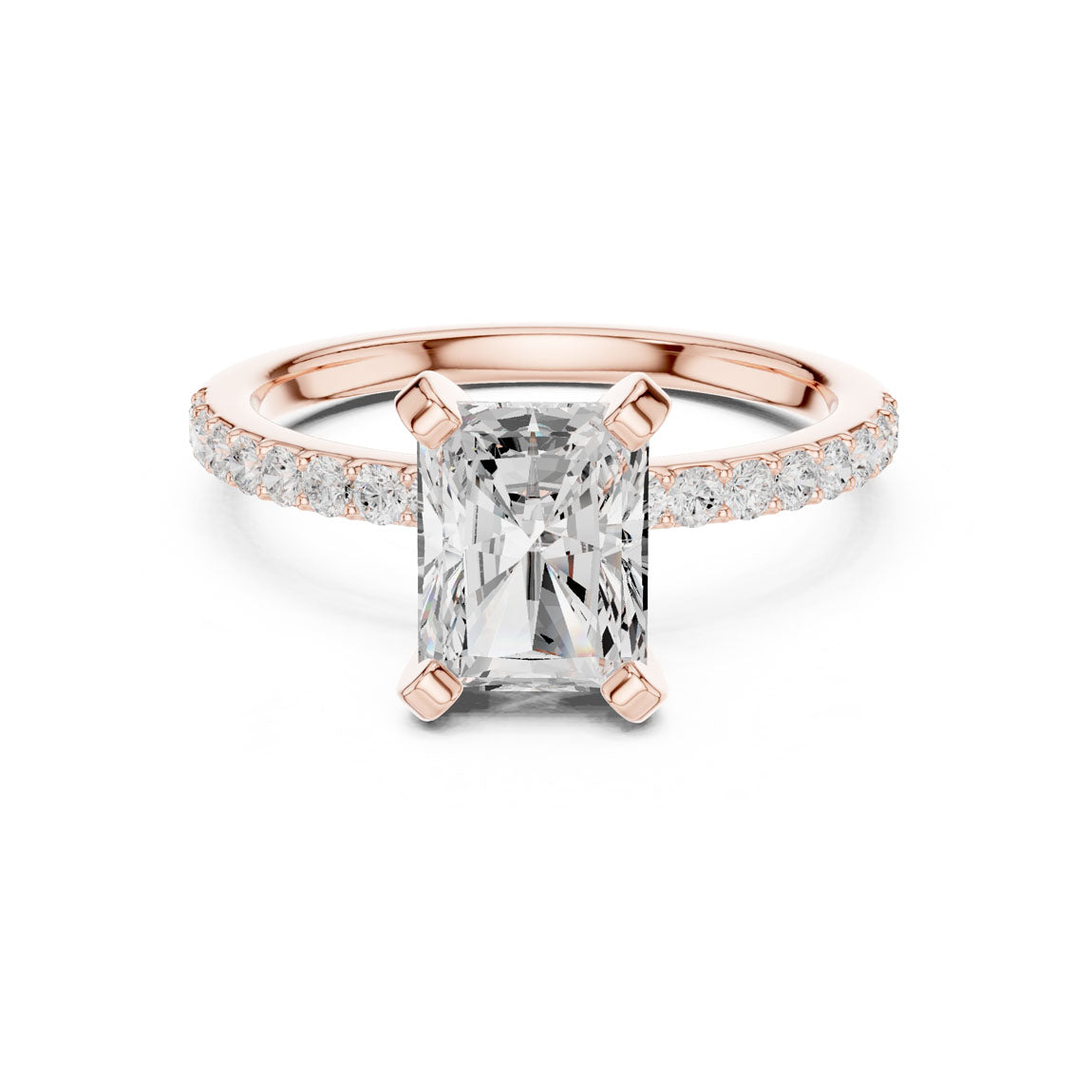 2.22 Ct. Radiant Cut Diamond Solitaire with Pavé Band (DDLR-040-RA) 7