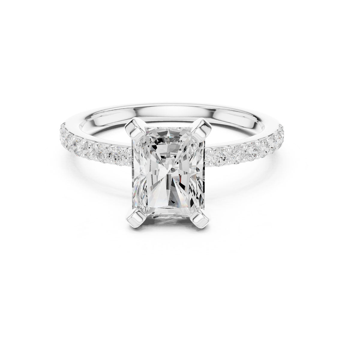 2.22 Ct. Radiant Cut Diamond Solitaire with Pavé Band (DDLR-040-RA) 5