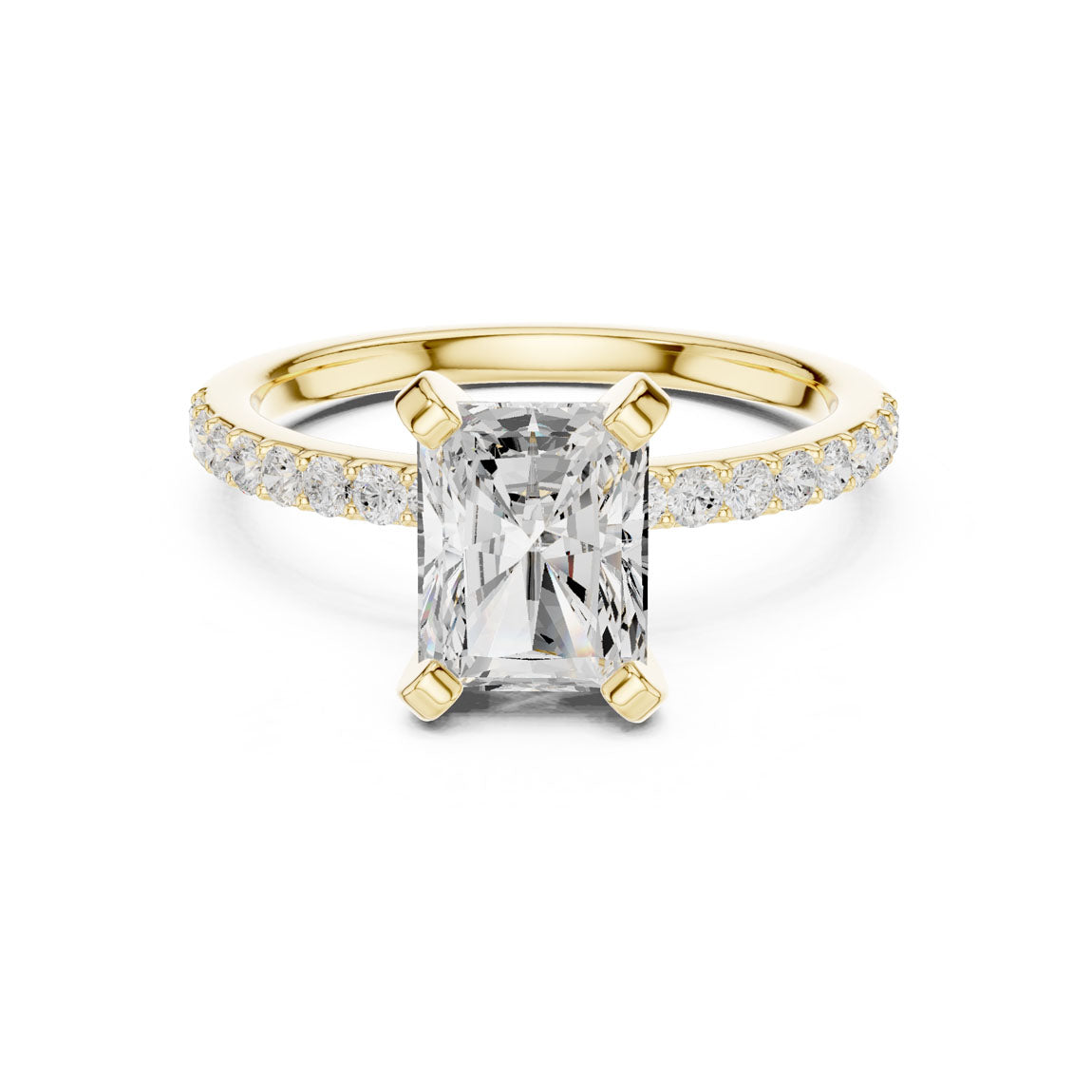 2.22 Ct. Radiant Cut Diamond Solitaire with Pavé Band (DDLR-040-RA)