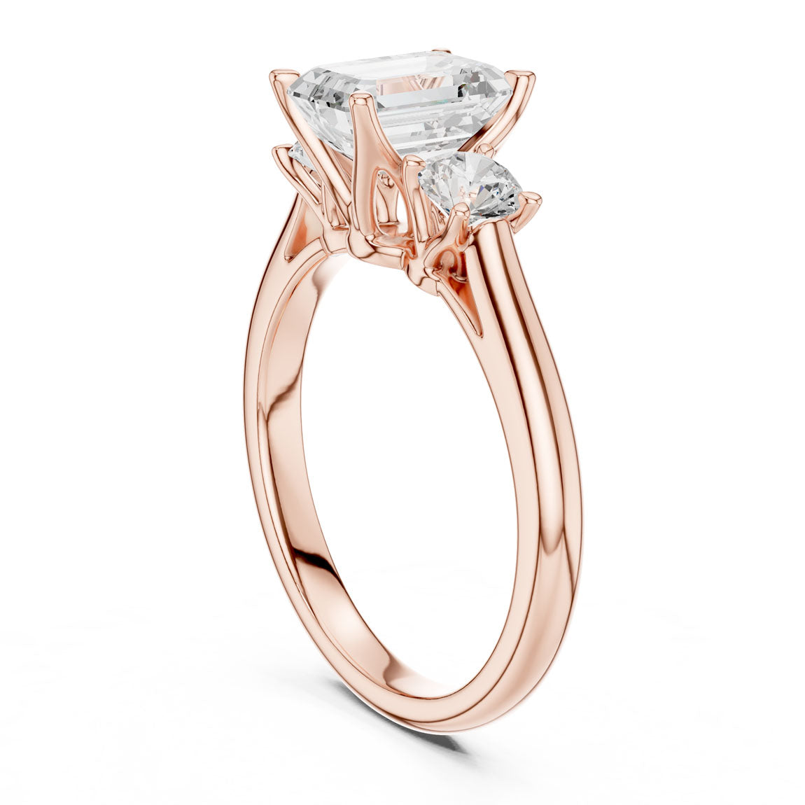 1.90 Ct. Classic Emerald Cut Diamond Ring with Round Side Stones (DDLR-041-EM) 9