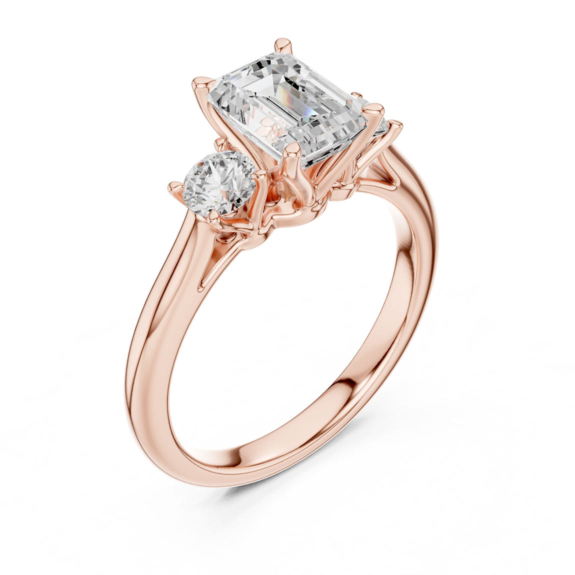 1.90 Ct. Classic Emerald Cut Diamond Ring with Round Side Stones (DDLR-041-EM) 8