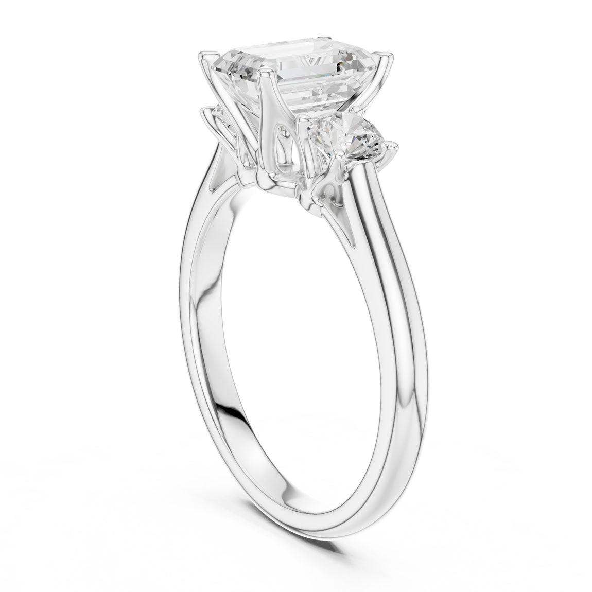 1.90 Ct. Classic Emerald Cut Diamond Ring with Round Side Stones (DDLR-041-EM) 10