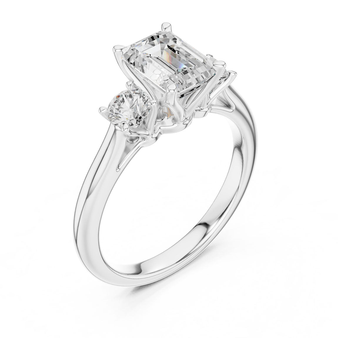 1.90 Ct. Classic Emerald Cut Diamond Ring with Round Side Stones (DDLR-041-EM) 6