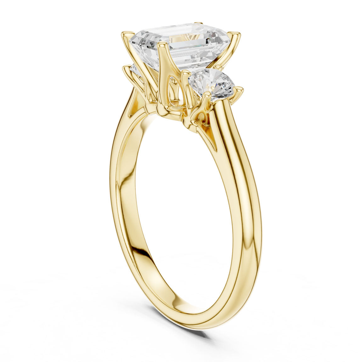 1.90 Ct. Classic Emerald Cut Diamond Ring with Round Side Stones (DDLR-041-EM) 3