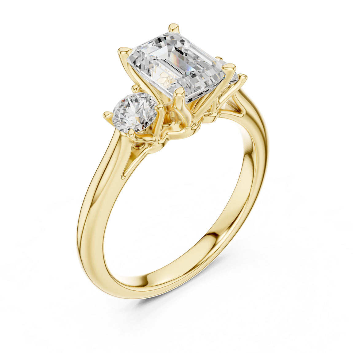 1.90 Ct. Classic Emerald Cut Diamond Ring with Round Side Stones (DDLR-041-EM)