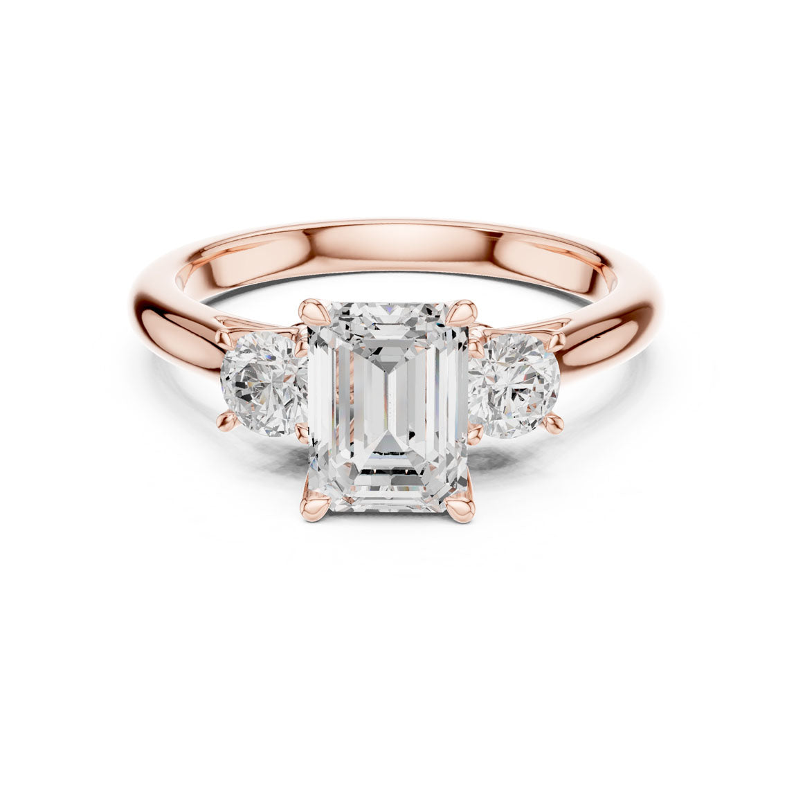1.90 Ct. Classic Emerald Cut Diamond Ring with Round Side Stones (DDLR-041-EM) 7