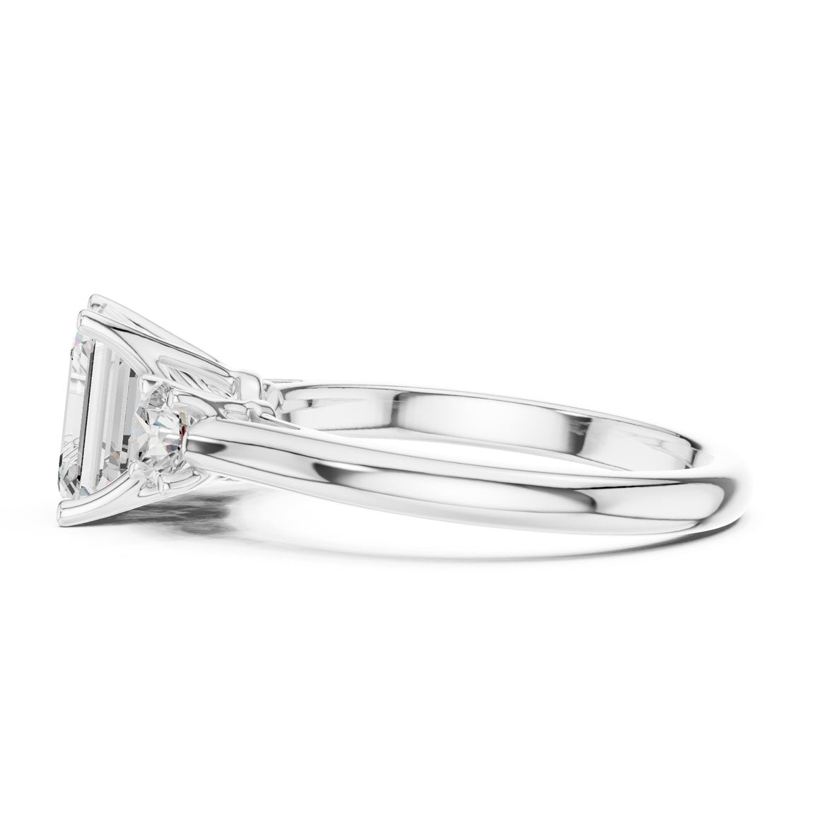 1.90 Ct. Classic Emerald Cut Diamond Ring with Round Side Stones (DDLR-041-EM) 12