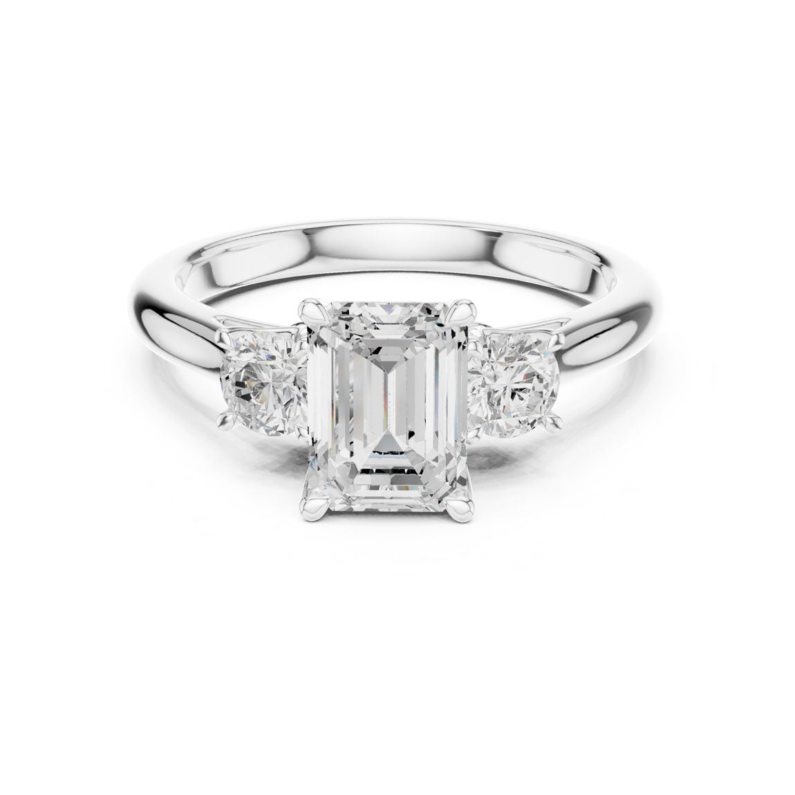 1.90 Ct. Classic Emerald Cut Diamond Ring with Round Side Stones (DDLR-041-EM)