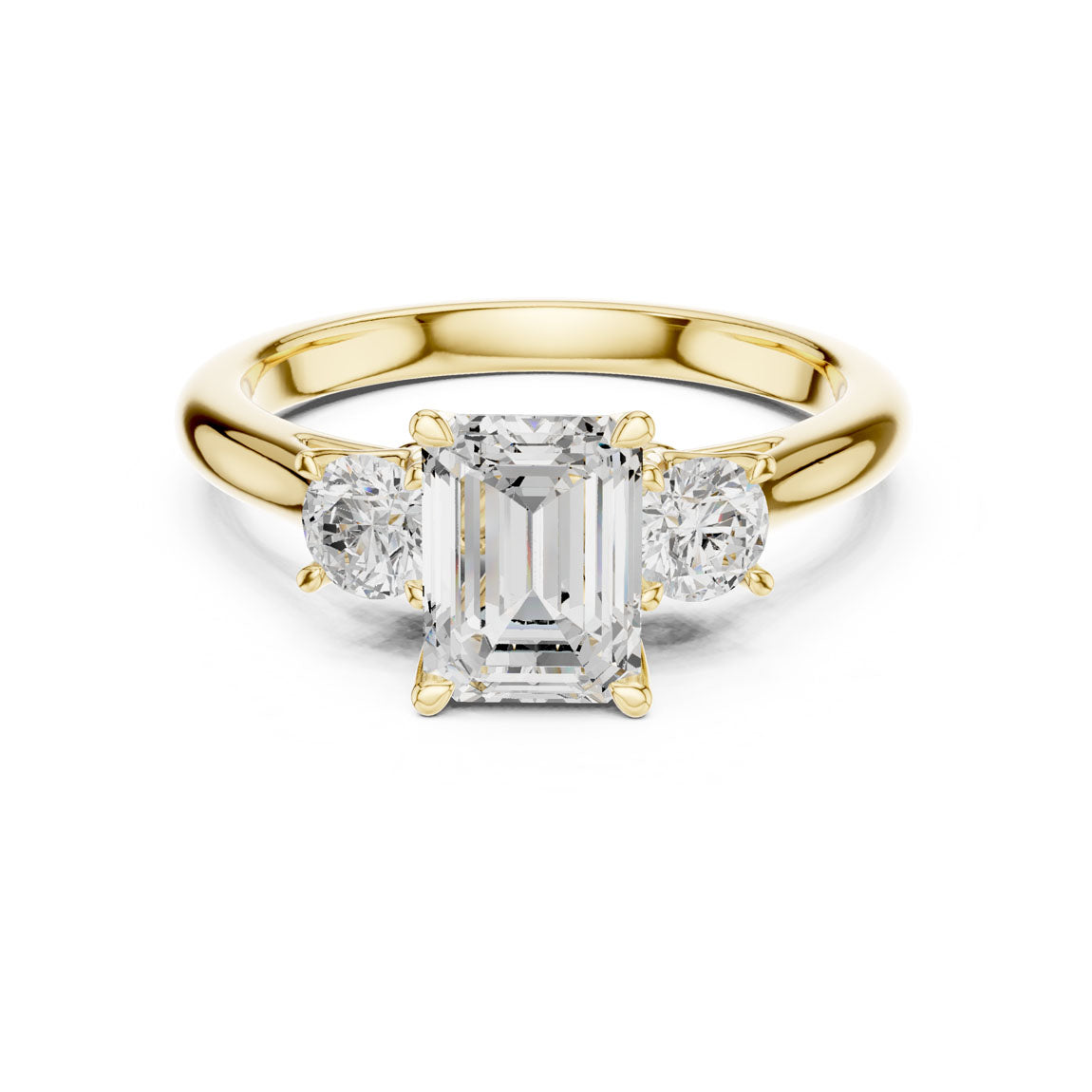 1.90 Ct. Classic Emerald Cut Diamond Ring with Round Side Stones (DDLR-041-EM) 5