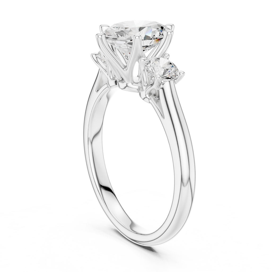 1.90 Ct. Classic Oval Diamond Ring with Round Side Stones (DDLR-041-OV) 9
