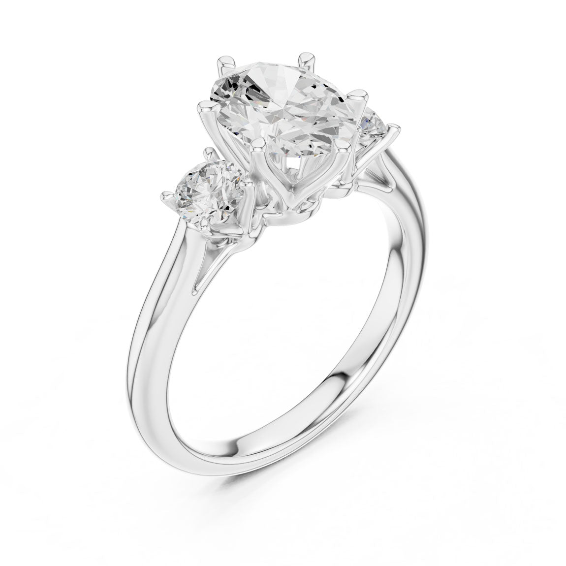 1.90 Ct. Classic Oval Diamond Ring with Round Side Stones (DDLR-041-OV) 6
