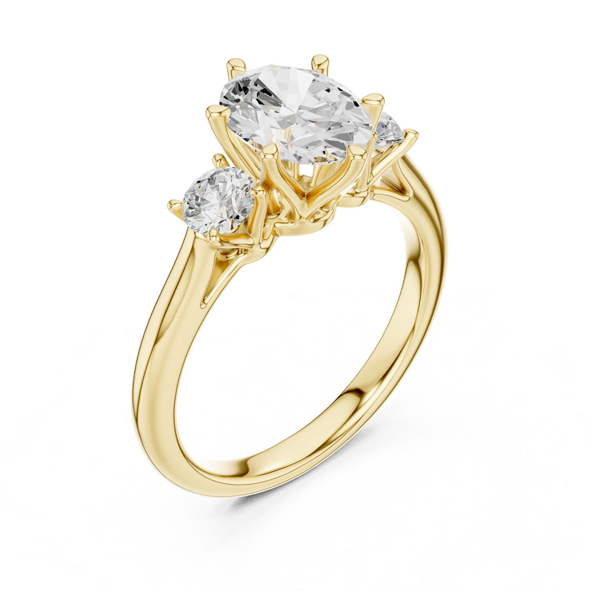 1.90 Ct. Classic Oval Diamond Ring with Round Side Stones (DDLR-041-OV)