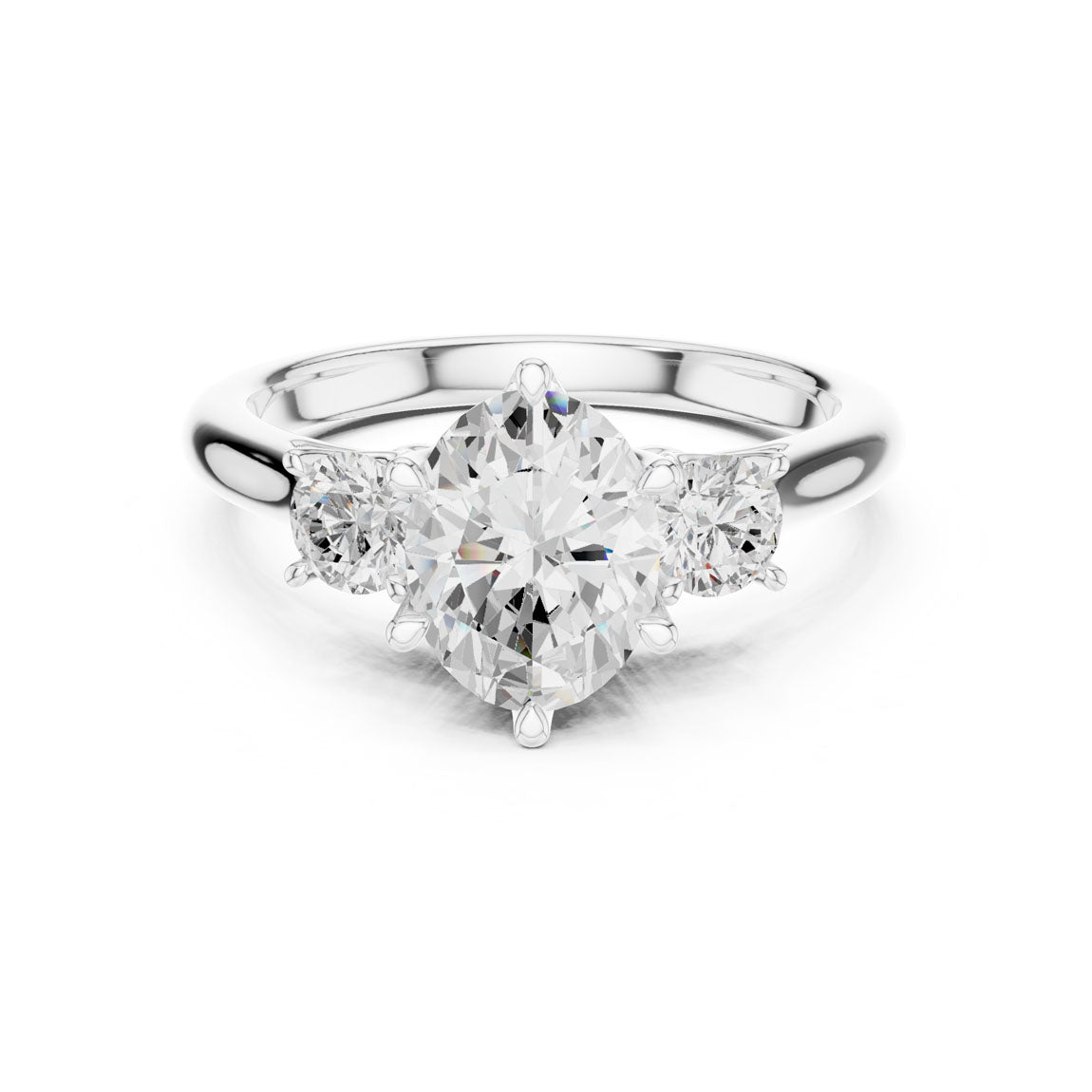 1.90 Ct. Classic Oval Diamond Ring with Round Side Stones (DDLR-041-OV) 5