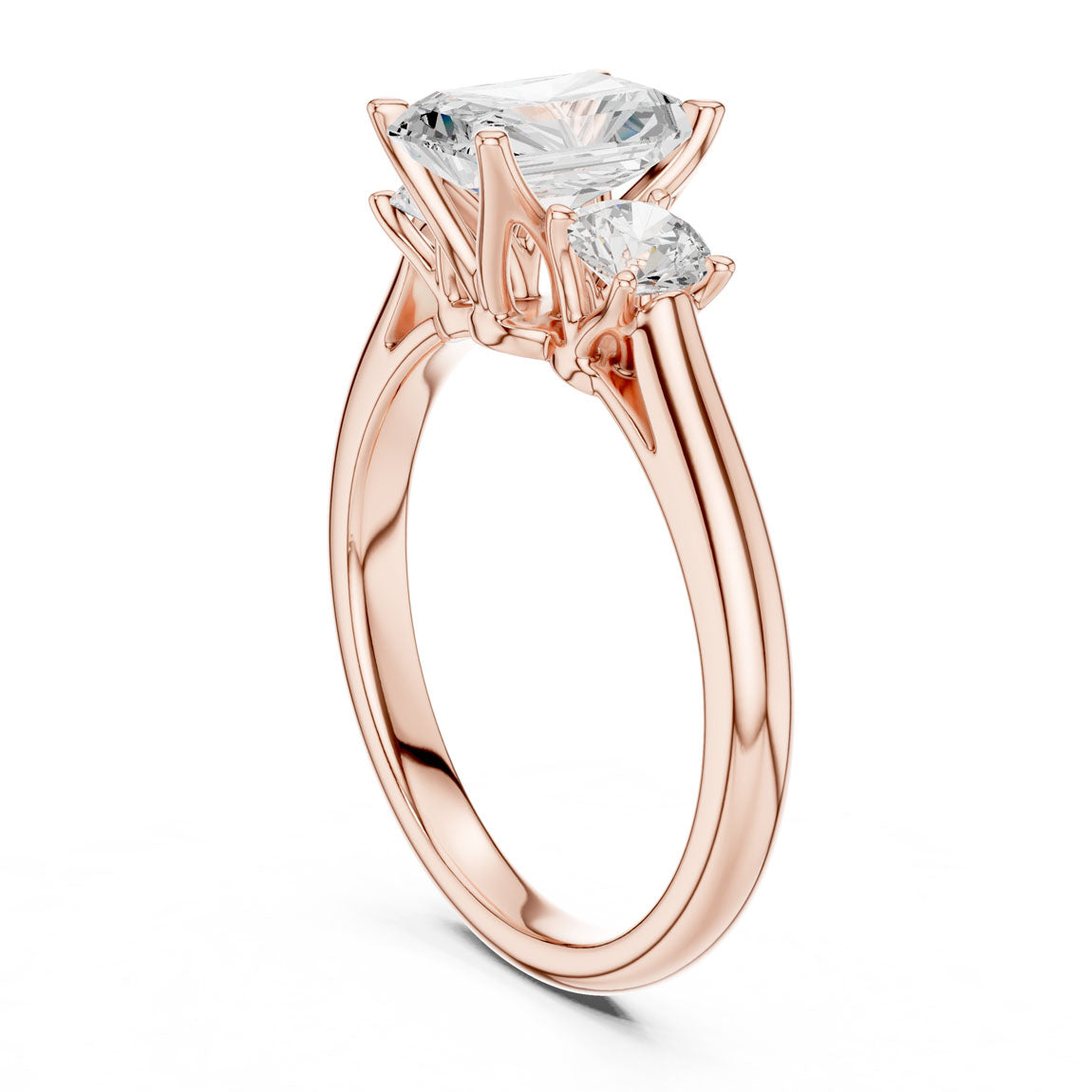 1.90 Ct. Classic Radiant Diamond Ring with Round Side Stones (DDLR-041-RA) 10