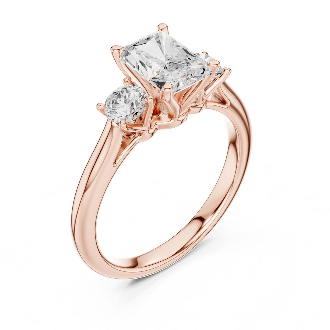 1.90 Ct. Classic Radiant Diamond Ring with Round Side Stones (DDLR-041-RA) 8