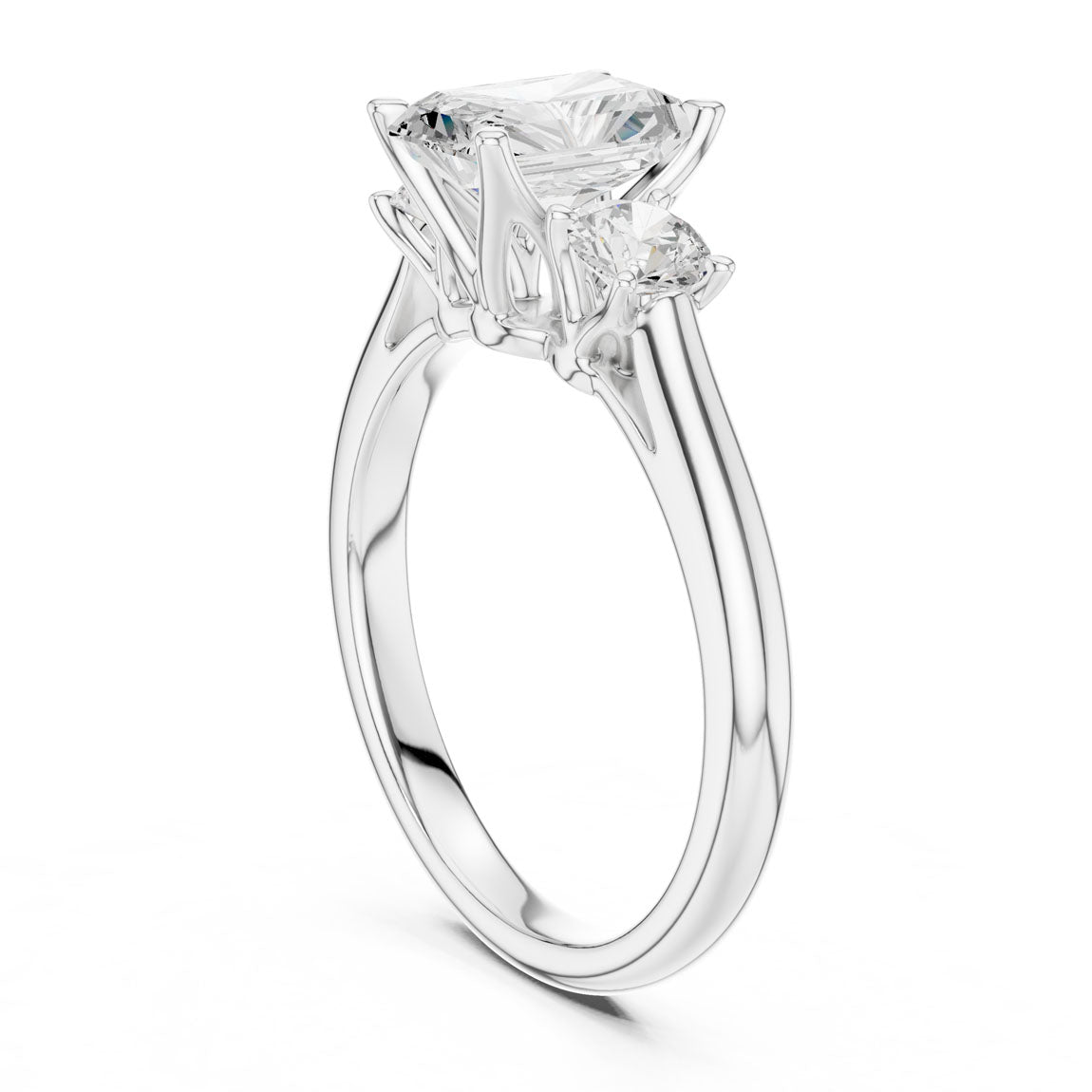 1.90 Ct. Classic Radiant Diamond Ring with Round Side Stones (DDLR-041-RA) 9